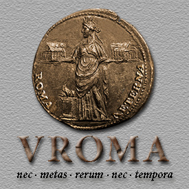 VRoma logo, city goddess coin