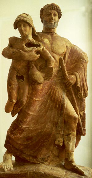Zeus with Ganymede, Terra Cotta sculpture, Museum of Olympia.